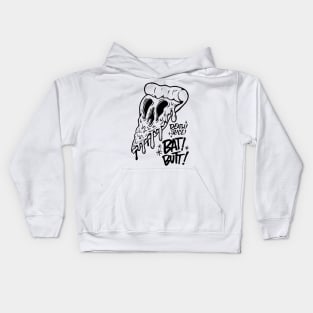 death slice bat butt skeleton creepy dead animation food pizza cream mozzarella art cool love Kids Hoodie